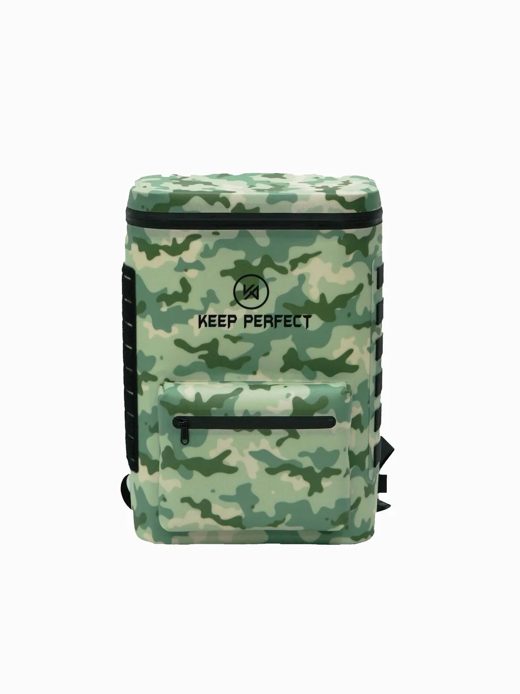 Camouflage dry bag on a boulder