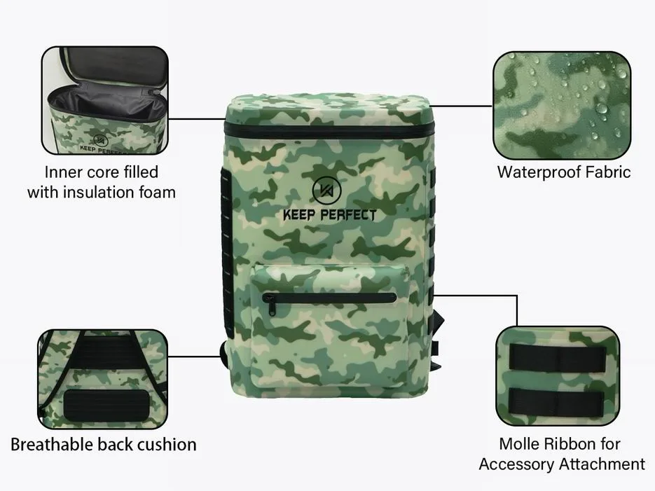 Camouflage dry bag size display