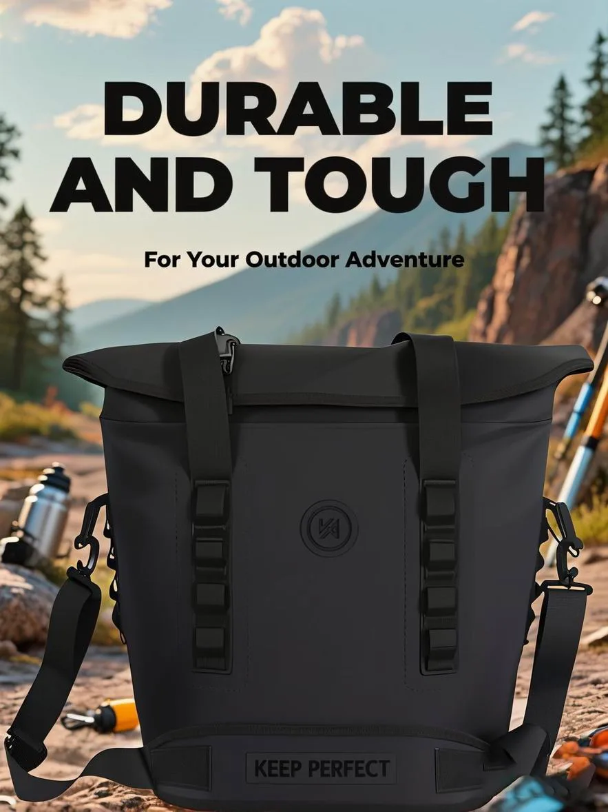 Durable black waterproof backpack studio view