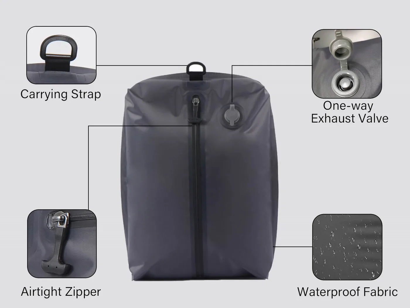 Grey dry duffel with detachable backpack straps