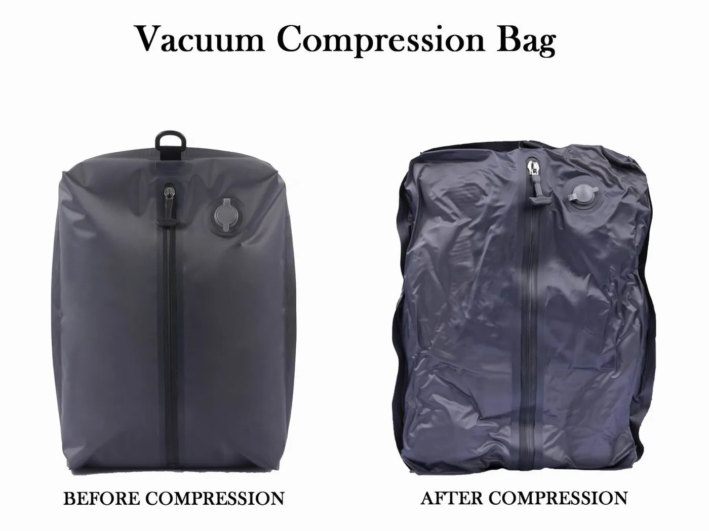 Grey dry duffel bag shown at a display angle