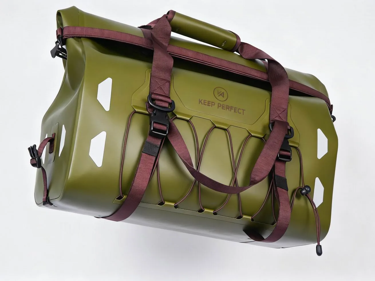 Large and small olive dry duffel bags
