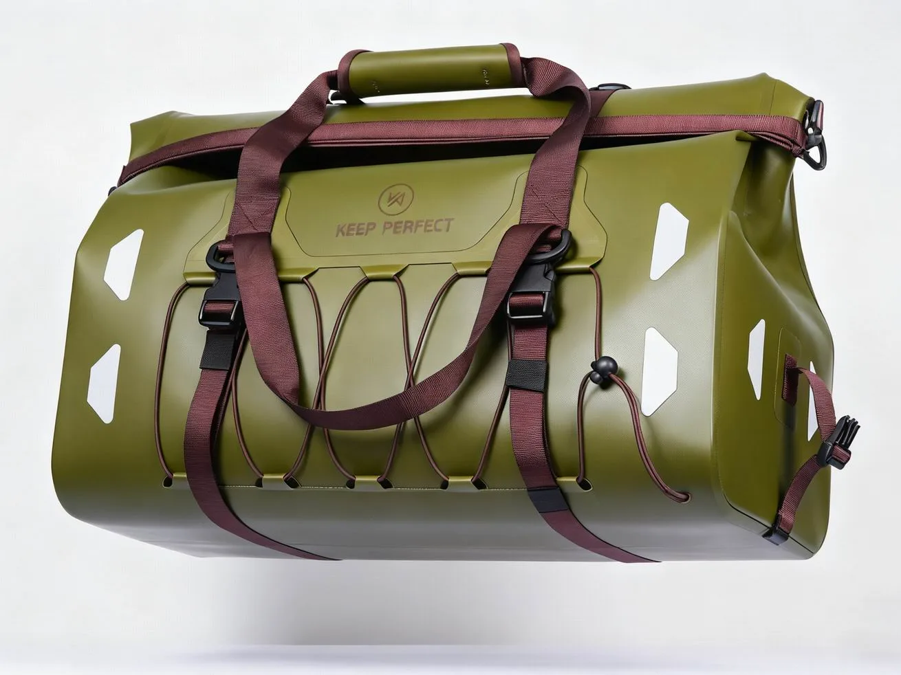 Olive roll-top dry duffel bag